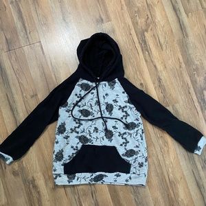 Gray and black dandelion floral hoodie